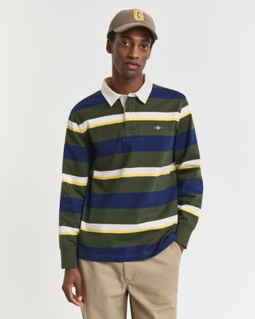GANT Herren Gestreifter Heavy Rugger (XXXL) Grün