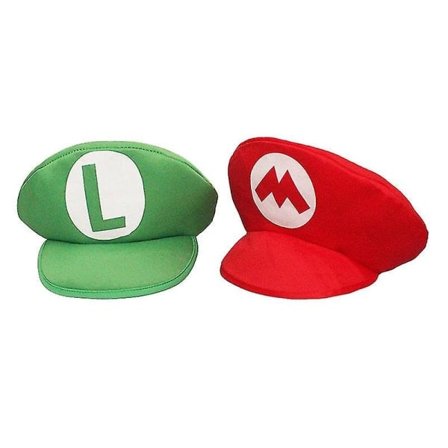 Super Mario Bros Luigi Tegneserie Cosplay Hat Klassiske Legetøj Anime Figur Halloween Sjove Tøj Unisex Børn Voksen Kasket Rød