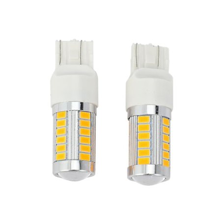 7443, T20 LED-lampor Bärnstensgul 900 Lumen Superljusa Blinkersljus Bromsljus Parkeringsljus