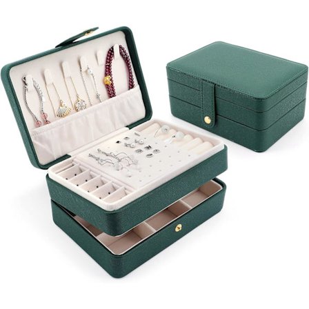 Rejsesmykkeskrin, Rejsesmykkeorganisator, Smykkeorganisator, Grønt smykkeskrin til piger, Rejseetui til smykker, Smykkeskrin til kvinder Grøn