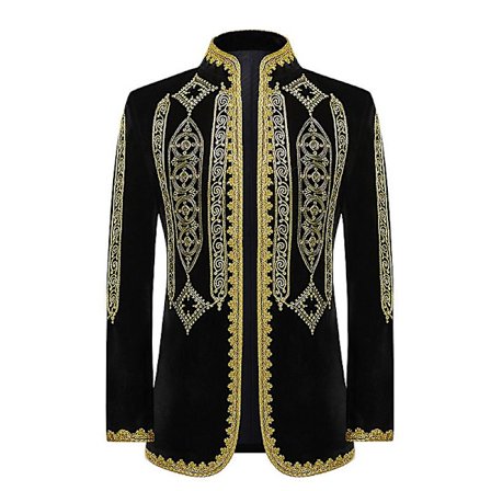 Herre Velvet Blazer, Slim Fit Broderi Blazer Jakkesæt Jakke