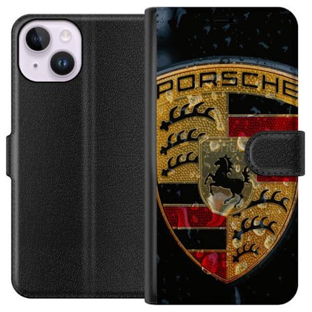 Kompatibelt Plånboksfodral till Apple Apple iPhone 15 Porsche logotyp affisch lyxbilsmärke vapen skåpbilsemblem Stuttgart klassisk retrodesign bilk