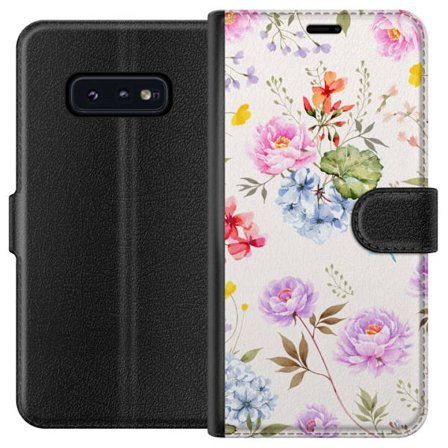 Kompatibel Tegnebogsetui til Samsung Samsung Galaxy S10e Blomstret mønster med håndmalede blomster, sommerfugle og insekter i romantisk skandinavisk