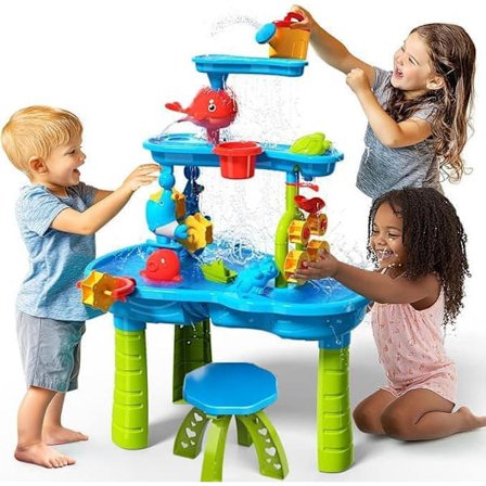 OBOSOE Multilevel Vandbord til Flere Børn – 3 Niveauer, Sand- og Vandleg, Udendørslegetøj til Børn, Vandleg i Haven