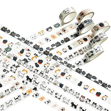 Kissan Washi-teippisarja - 15 mm leveä Washi-teippi, leveä 16 jalkaa pitkä/rulla Söpö Washi-teippi, Scrapbook-tarvikkeet, Journaling-tarvikkeet