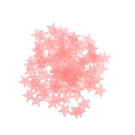100 stjärnor som lyser i mörkret, fluorescerande 3D-väggdekaler för barn, sovrum, tak, hemdekoration (rosa)