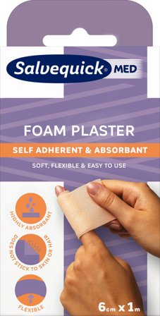 Salvequick Universal Foam Plaster 6 cm x 1 meter, Medicin & Pleje, Plastre, Sårplastre