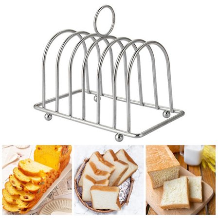 Brødholder Udeformerbar Løkkebærehåndtak Non-stick Ball Feet Rustfritt Stål 6 Spor Toast Brødholder Bakeri
