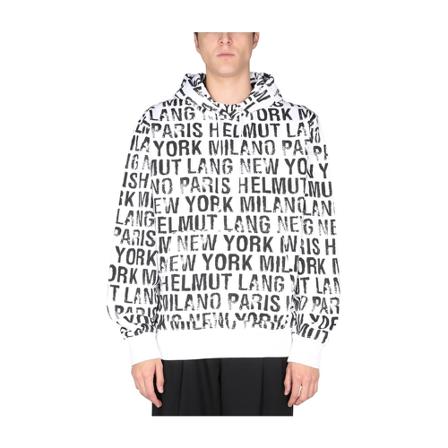 Helmut Lang, Sweatshirt With All Over Logo Print Wit, Heren, Maat:S