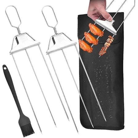 3-tietoiset grillivartaat, 3-haaraiset ruostumattomasta teräksestä valmistetut vartaat grillaukseen, metalliset grillivartaat puoliautomaattisella 