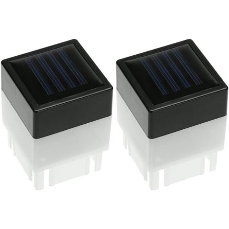 Solcellehegnlys Kvadratiske Solcellelys til Stolper, Udendørs Stolpekapslys til Hegn Dæk (2-pak)