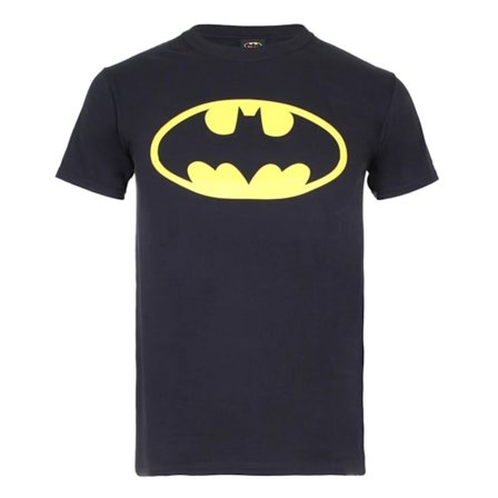 Batman herrlogotyp bomull T-shirt L svart/gul