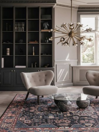 Tapis De Cuisine Galaxy Oriental 160X230 Coton Bleu/Noir