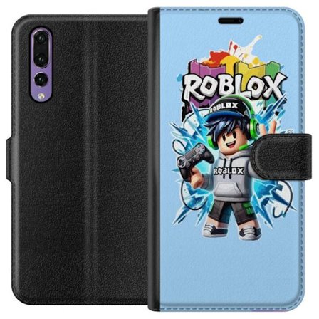 Yhteensopiva Lompakkokotelo Huawei Huawei P20 Pro Värikäs Roblox-hahmo, jossa ohjain ja energinen splash art -suunnittelu, täydellinen lastenhuonei