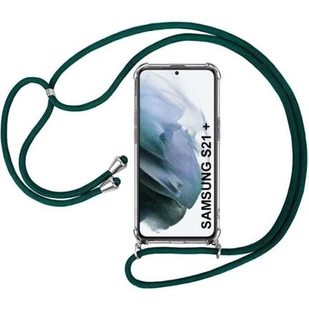 Lanyardfodral för Samsung S21 Plus (6,7") Stötsäkert skydd Förstärkta TPU-hörn medföljer Lanyard Night Green Transparent-midnattsgrön