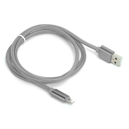 1M Kraftigt Flettet USB-oplader Opladerkabel Data Synkroniseringskabel Sølvledning Til IOS-interface