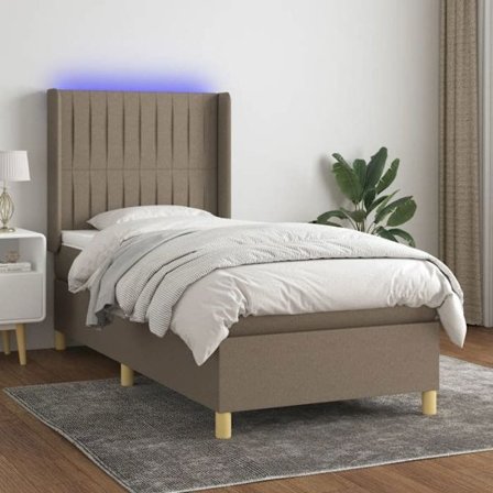 Maison Exclusive - Seng med lameller, madras og LED Taupe 80x200cm Stof
