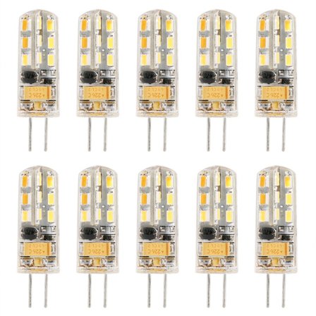 LED-lampa Dimbar G4 Bi Pin Bas Lampa 1,5W AC12V Varmvit 24LED Mini Lampor för Belysning Under Skåp, Bänkbelysning Kök, Takfläktlampa