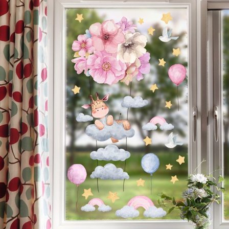 Vindueklistermærker - 1 Bedøvelse Dekorative Giraf Statiske Klamrende Klistermærker til at Forhindre Fugle i at Kollidere i Dine Vinduer