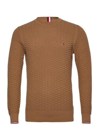 Exaggerated Structure Crew Neck Neulepaita Pyöreä Kaula-aukko Ruskea Tommy Hilfiger