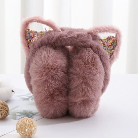 Ørevarmer Foldebart Ørebetræk CAT EARS-MØRKE PINK CAT EARS-MØRKE