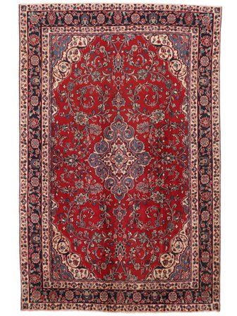 Tapete Kashan 197X305 Vermelho Escuro/Preto (Lã, Pérsia/Irão)
