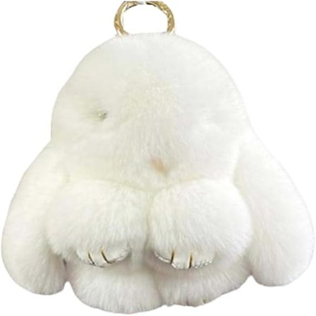Håndlavede bløde kanin pompom charms, fluffy kanin pels dukke charms, sød plys kanin gave til bil nøglering håndtaske dekor B