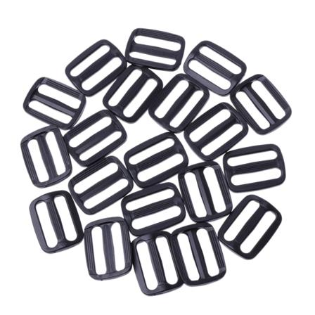 20 stk Plastic Black Curve Tri-Glide Slider Justerbar Spænde Til Tasker Webbing