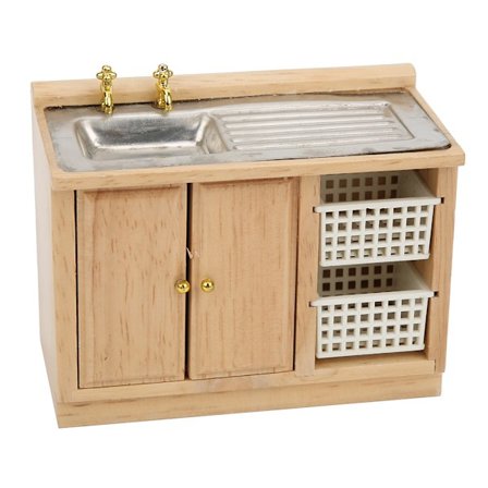 Dukkehus 1:12 Skala Miniatyr Møbler Modell Kjøkken Oppvaskbenk med Kurver