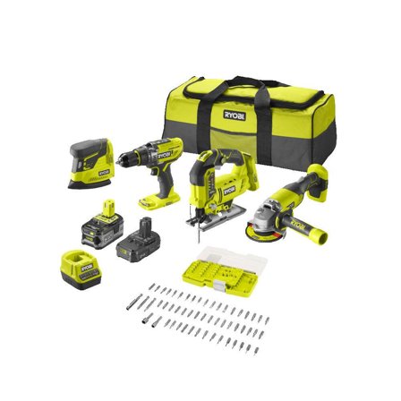 Ryobi R18CK4F-252S Verktygspaket med batteri och laddare, Maskiner
