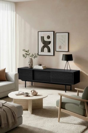 Homeroom Collection - Hilda TV-bänk 160 cm - Svart - TV-bänkar & mediabänkar - Från Homeroom