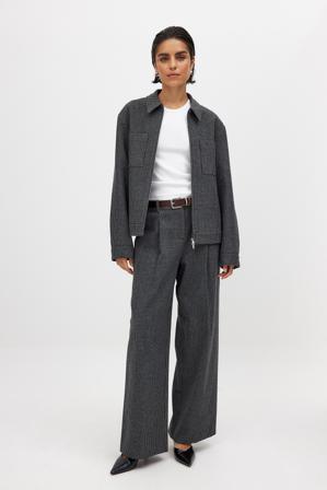NA-KD Pied-de-Poule-Hose mit mittlerer Taille und weiten Beinen - Weite Hosen - Grau - EU 36