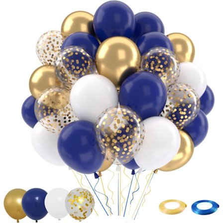 50 stk. Marineblå & Guld Ballonsæt, 12 tommer Metalliske Konfetti Latex Balloner - Elegant Festdekoration til Fødselsdage, Baby Shower, 