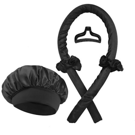 5 st sidenmössor för sömn, värmefria lockar, hårband, hårspännen svart_yux