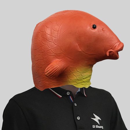 Gullfiskmaske Latex Dyrehodemaske Fisk Kostyme Hodeplagg Masqu