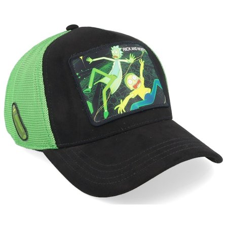 Capslab - Black trucker Czapka Z Daszkiem - Rick & Morty Green/Black Premium A-Frame Trucker @ Hatstore