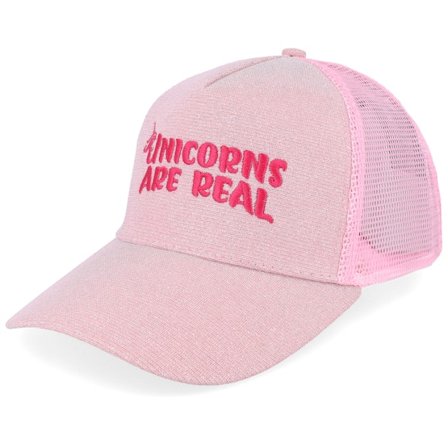 Unicorns - Womens Ponytail Unicorns Are Real Sparkle Babypink Trucker Pink Cap - @ Hatstore