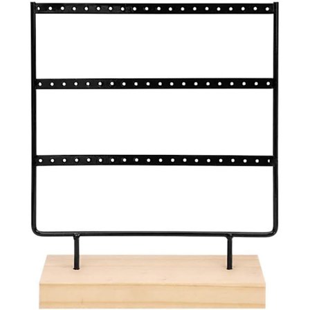 Korujen järjestäjä, puinen ja metallinen korvakorujen esittelyteline, vintage