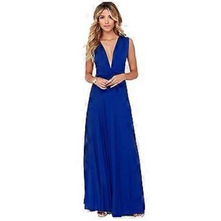 Naisten Iltapuku Monikäyttöinen Wrap-Mekko Morsiusneito Virallinen Pitkä Maxi Muuntautuva Mekko (S Sininen)