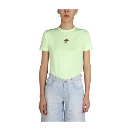 Stella McCartney, Mushrwoom T-Shirt Żółty, Kobieta, Rozmiar: 2XS