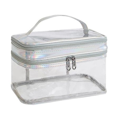 Pvc Dubbel Transparent Kosmetisk Väska Vattentät Kosmetisk Förvaringsväska Bärbar Tvättpåse