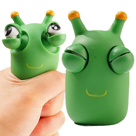 Rolig Eyeball Burst Toy Green Eye Caterpillar Pinch Toy