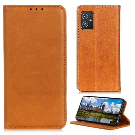 Lompakko-style Aitoa Nahkaa Läppäkotelo For ASUS Zenfone 8 - Ruskea