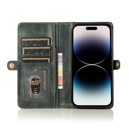 iPhone 15 Pro - Elegant Plånboksfodral i Lyxigt Läder med Korthållare