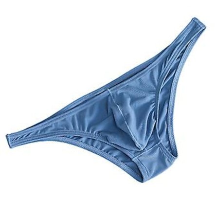 Mænds Briefs Isilke Tynd Stribet Ensfarvet U Konveks Indvendig Bærbar Sexy Hurtigtørrende Tanga Truser Underbukser (XL Blå)