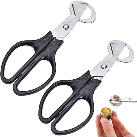 2 st vaktelsax, rostfri äggsax, vaktelägg