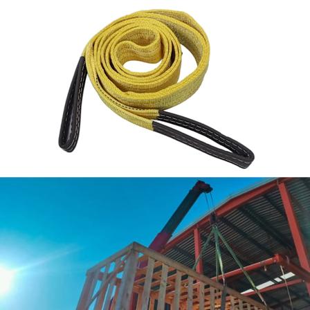Polyester Lyftrem för Riggning Industriell Kran Platt Tung Lyftlyftrem 6613lb Kapacitet 13.12ft 2 Ögonbåge Gul