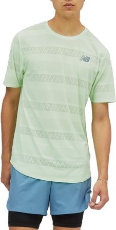 New Balance Men's Q Speed Jacquard Short Sleeve Men Short sleeved fitness sweater Green XL