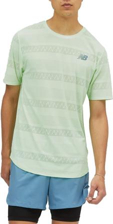 New Balance Men's Q Speed Jacquard Short Sleeve Men Short sleeved fitness sweater Green S