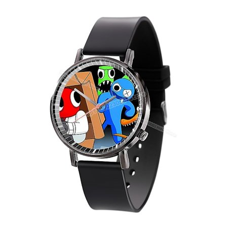 Rainbow Friends Klocka Cartoon Armbandsur Lädertryck Klocka Heta Spel Quartz Elektronisk Klocka Leksak Födelsedagsfest Present 2023